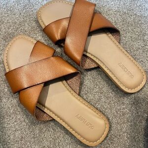 Criss-Cross Faux-Leather Sandals